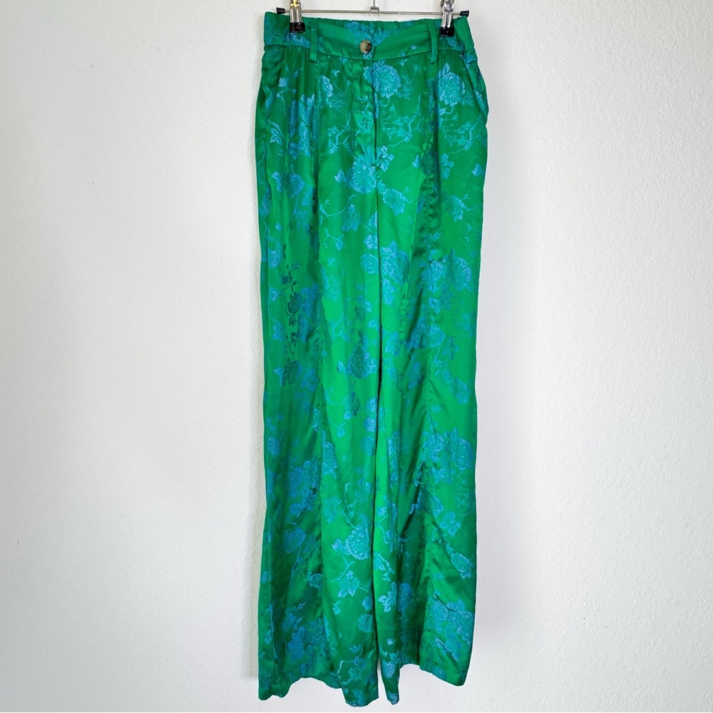 FRNCH Green Floral Wide-Leg Trousers